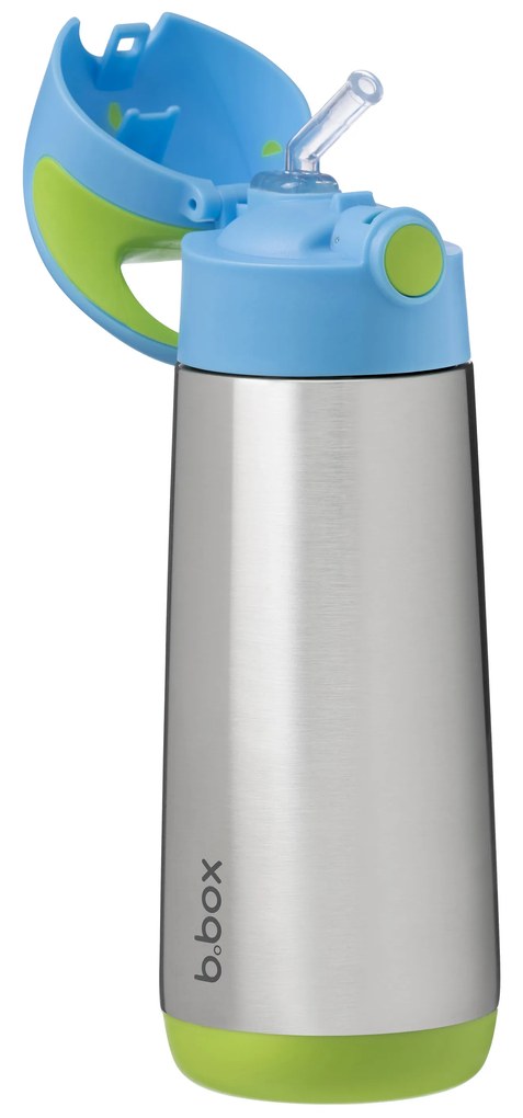 Termoska na pitie so slamkou 500 ml - modrá/zelená