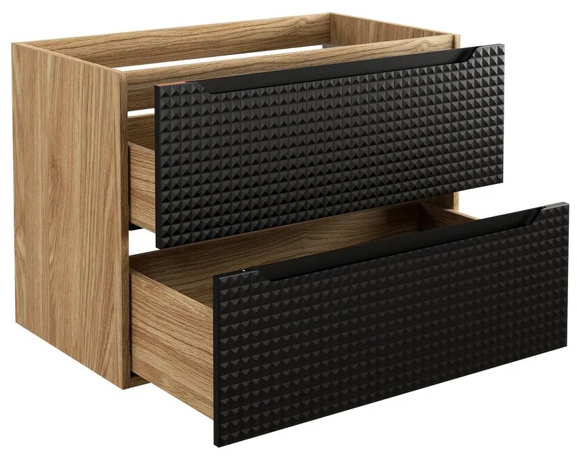 Závěsná skříňka pod umyvadlo Luxor Black s deskou 120 cm černá/dub olejovaný