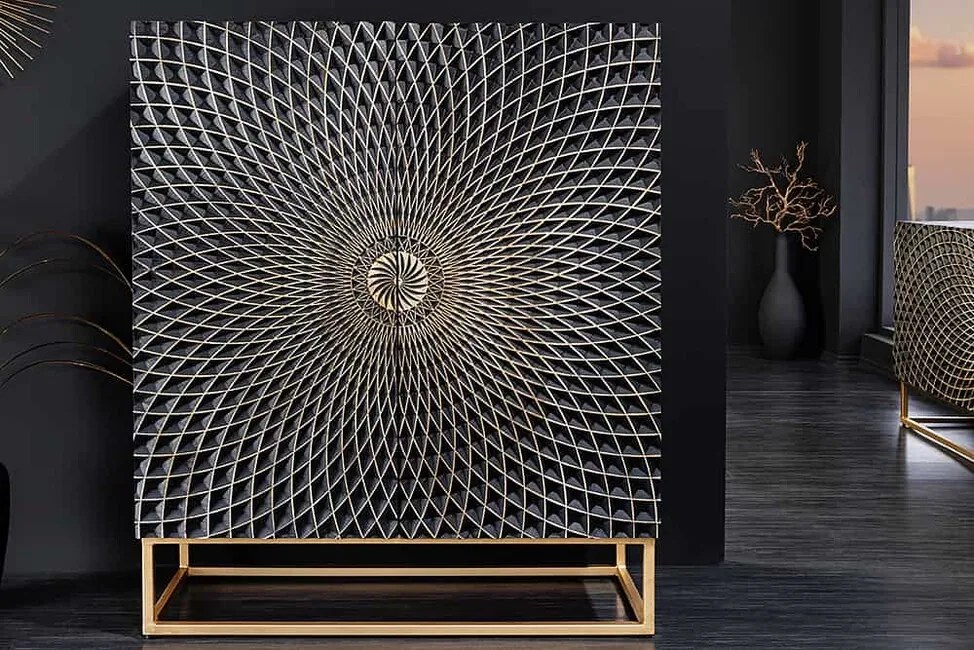 Dizajnová vysoká komoda z masívu Illusion Mango 100cm