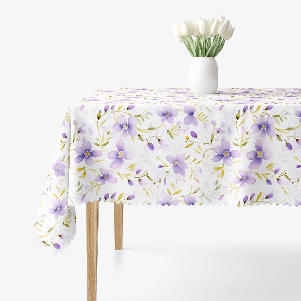 Goldea hranatý teflónový obrus - kvety fialky 140 x 220 cm