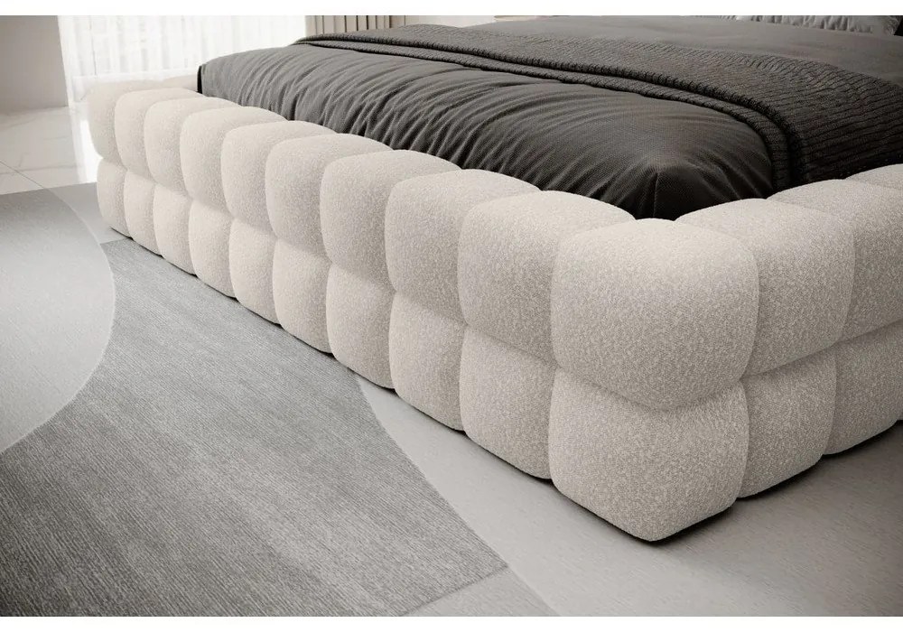 Biela čalúnená dvojlôžková posteľ s úložným priestorom s roštom 180x200 cm Dizzle – ELTAP