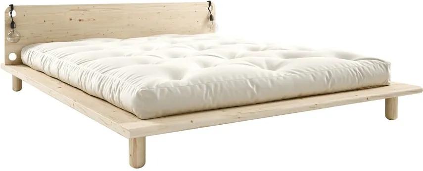 Dvojlôžková posteľ z masívneho dreva s čelom, lampičkami a matracom Double Latex Karup Design Peek, 180 x 200 cm