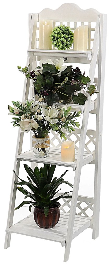 Dekorstudio Drevený stojan na kvety - biely