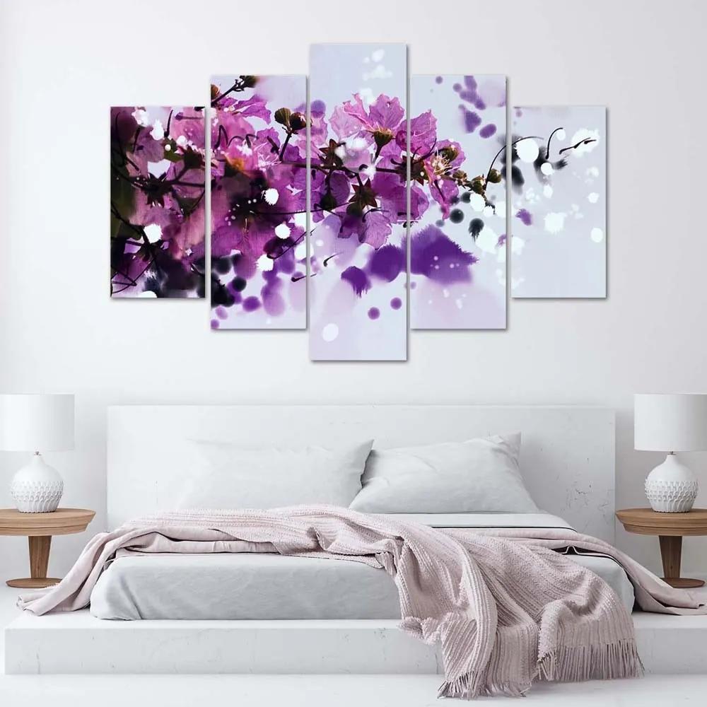 Obraz na plátně pětidílný Květiny Fialová příroda - 200x100 cm
