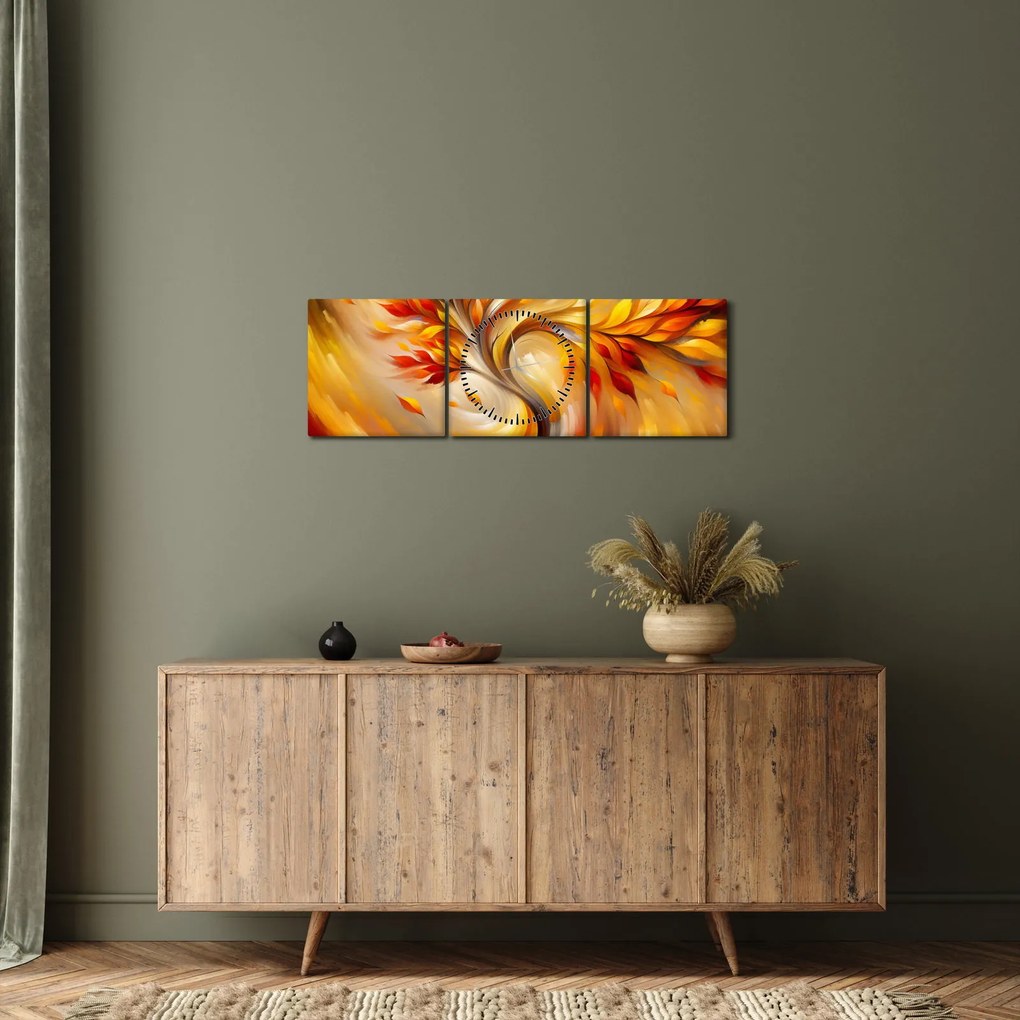 Obraz - Jesenný strom (s hodinami) (90x30 cm)