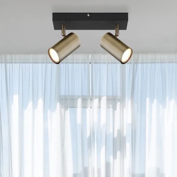 Globo 57911-2M - Bodové svietidlo ROBBY 2xGU10/35W/230V čierna/mosadz