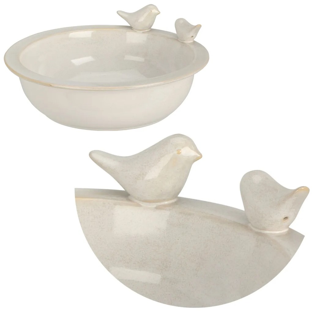 Napájadlo pre vtáky Birdie, 9,5x24 cm, keramika, biela