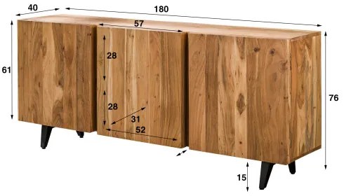 Komoda 28-52 Block 180cm Drevo Acacia - Komfort-nábytok