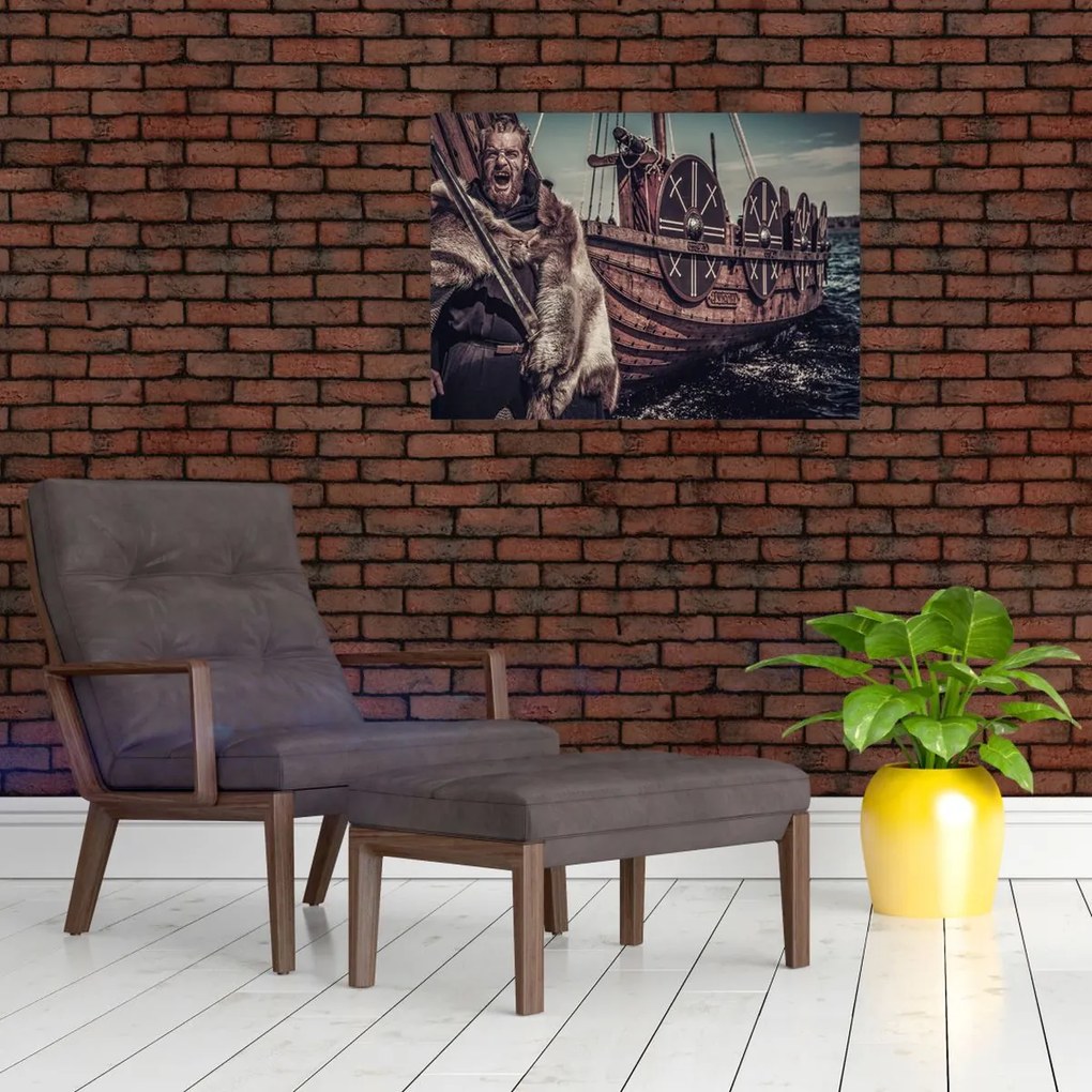 Sklenený obraz - Vikingský bojovník (70x50 cm)