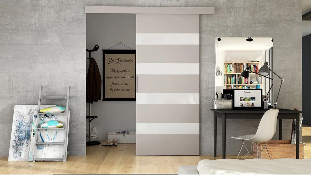 Interiérové posuvné dvere Opera 90 V, Farby: dub sonoma / čierny lacobel