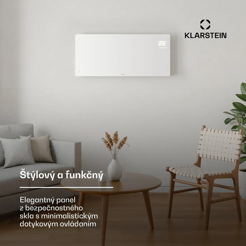 Klarstein Bornholm konvektorové kúrenie | 3000 W | 30 m² | Výkonné a štýlové | 105 cm x 51 cm