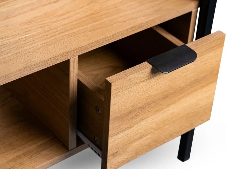 Odkladací/nočný stolík so zásuvkou Mandurah, kov/dub