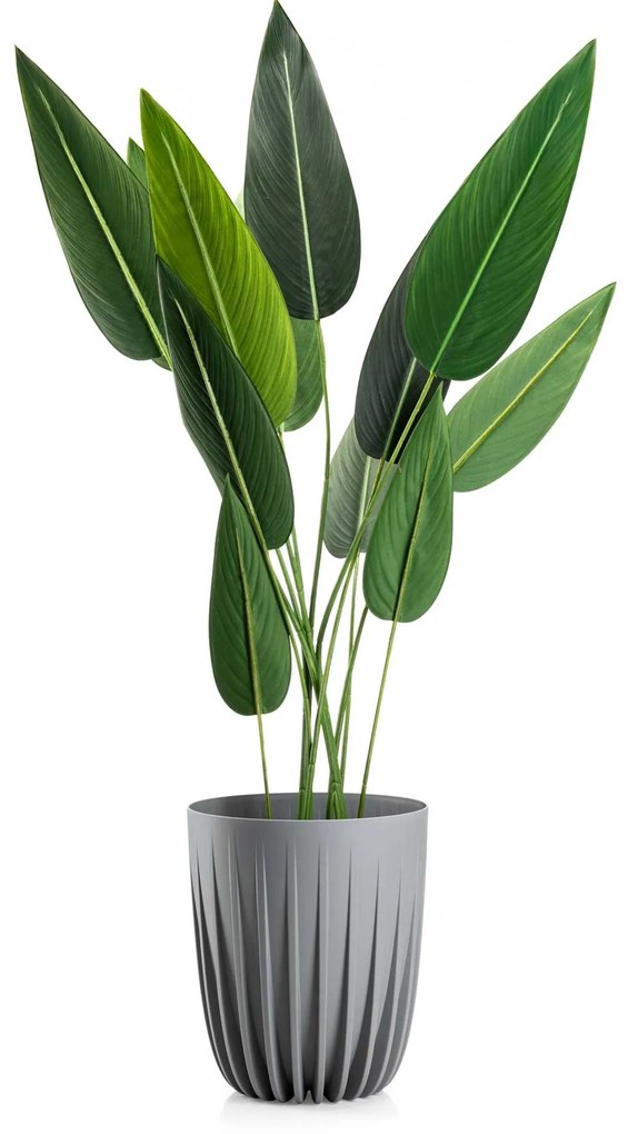 PLASTOVÝ KVETINÁČ STRIPPED 30X35,5 CM SIVÁ