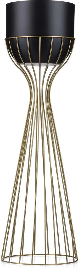 KOVOVÝ KVETINÁČ SO STOJANOM GLAM 68X20 CM ČIERNA/ZLATÁ