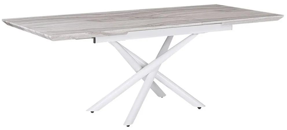 Rozkladací jedálenský stôl 160/200 x 90 cm mramorový efekt/biela MOIRA Beliani
