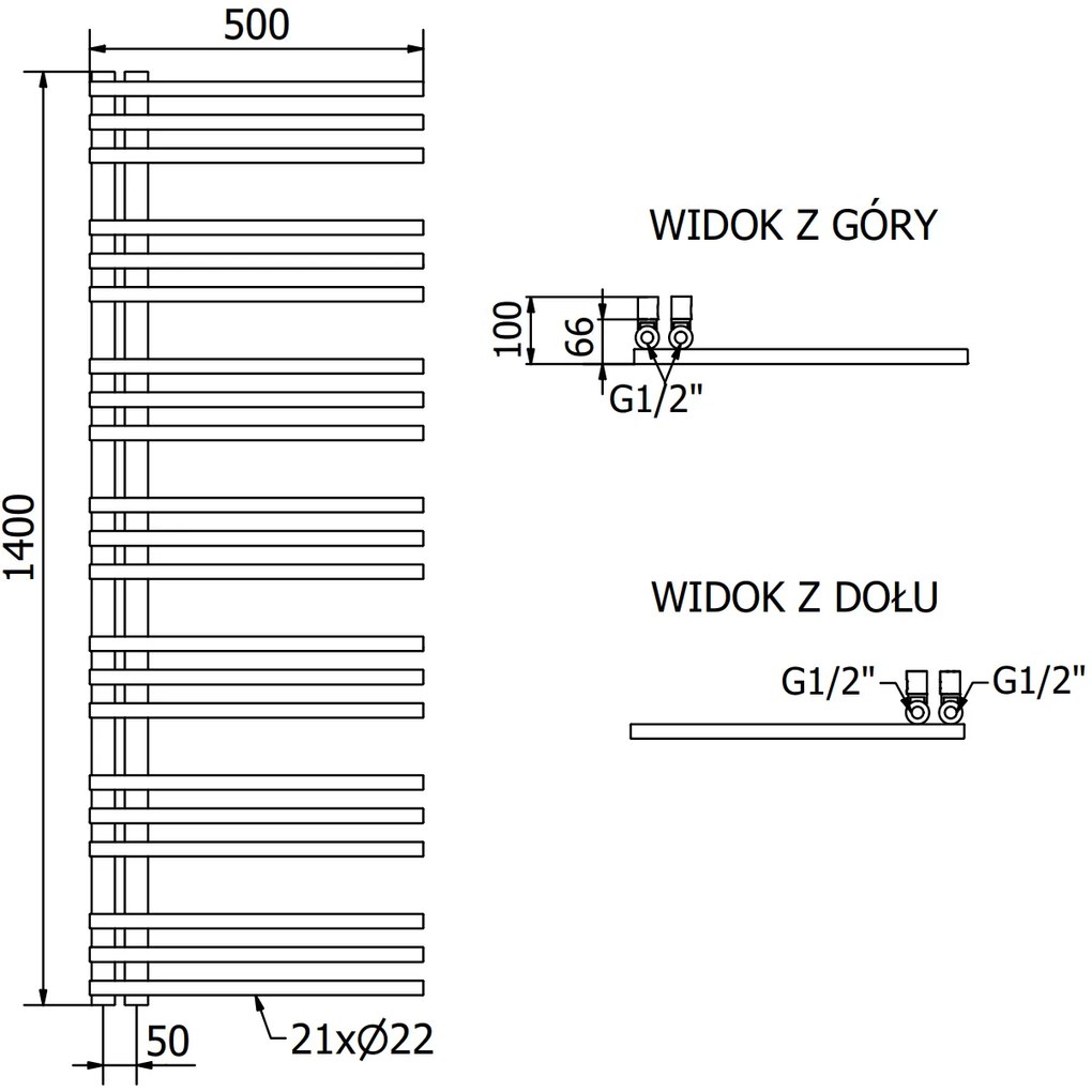 Mexen Neptun, elektrické vykurovacie teleso 1400 x 500 mm, 600 W, chrómová, W101-1400-500-2600-01