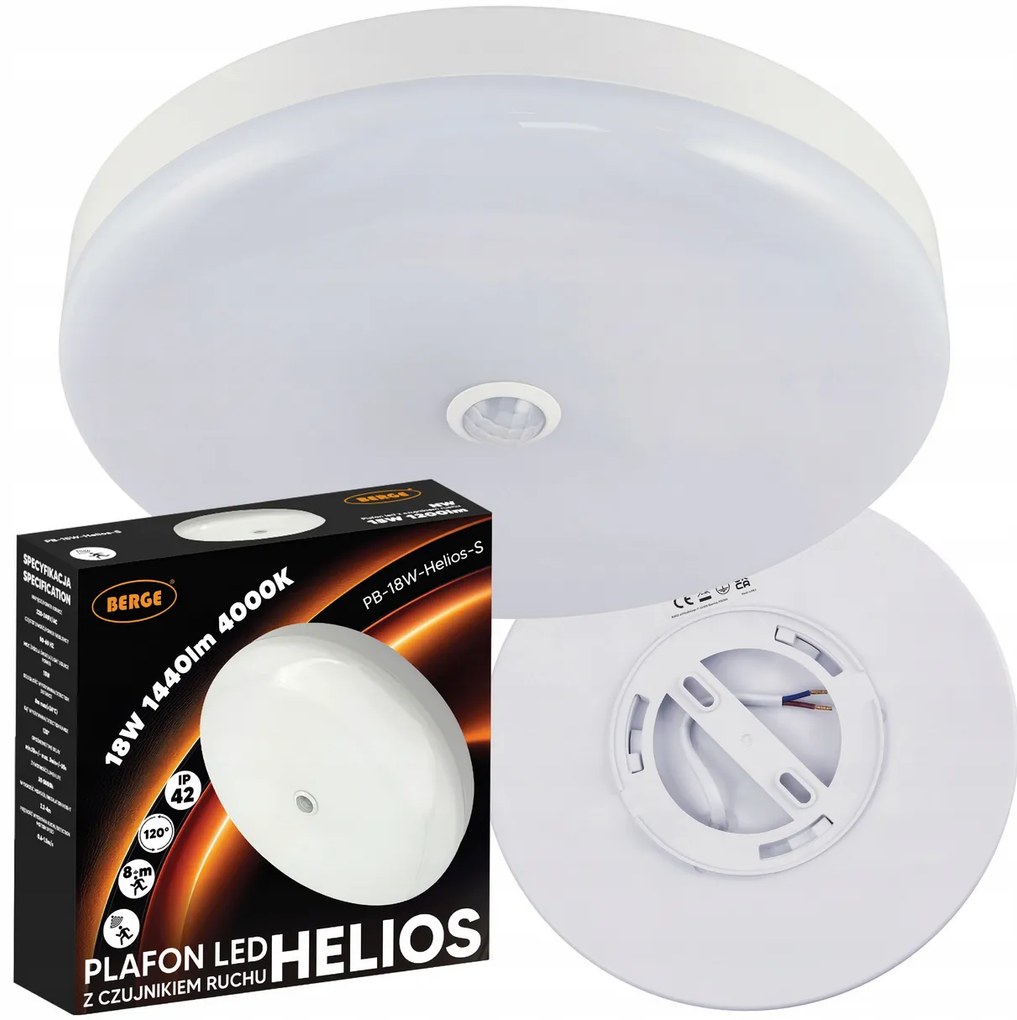 BERGE LED stropné svietidlo s pohybovým senzorom 18W - IP40 - neutrálna farba