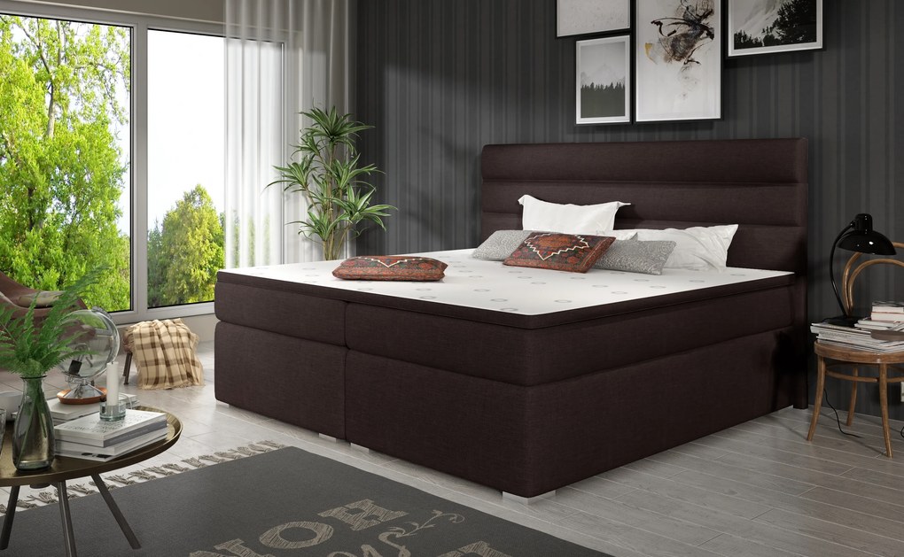 Elegantná box spring posteľ Barone 180x200, hnedá