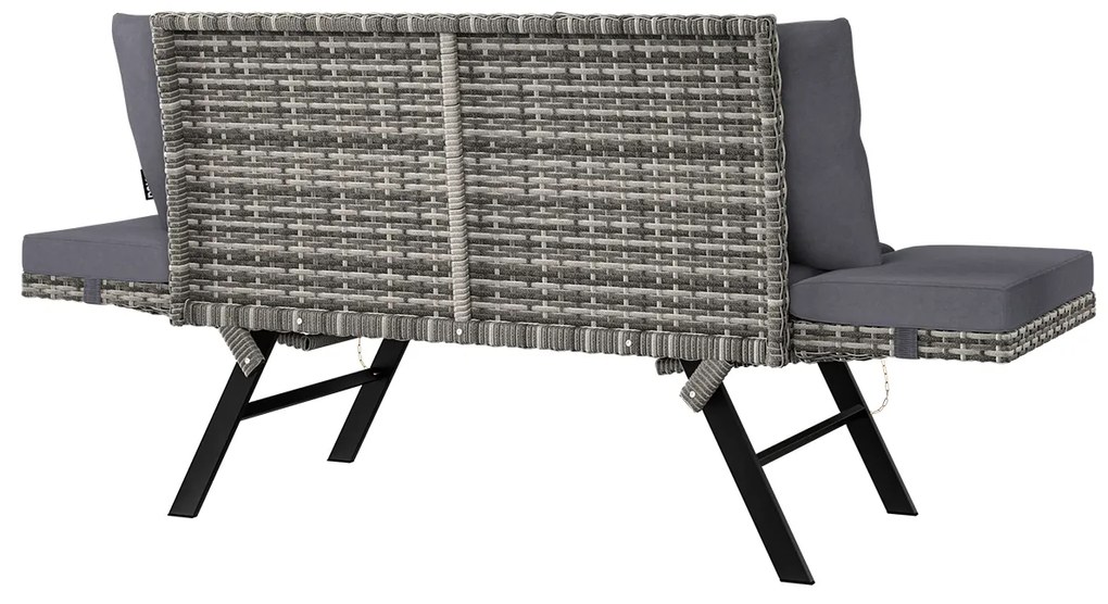 InternetovaZahrada Záhradná ratanová lavica 176x56x81 cm - šedá