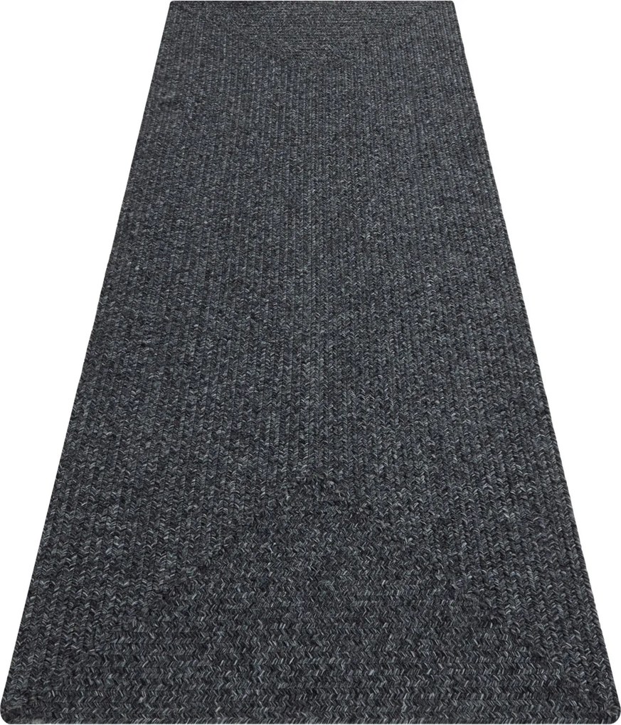 AKCIA: 80x200 cm Kusový koberec Braided 105550 Dark Grey – na von aj na doma, šedá, chodba / predsieň, Hanse Home