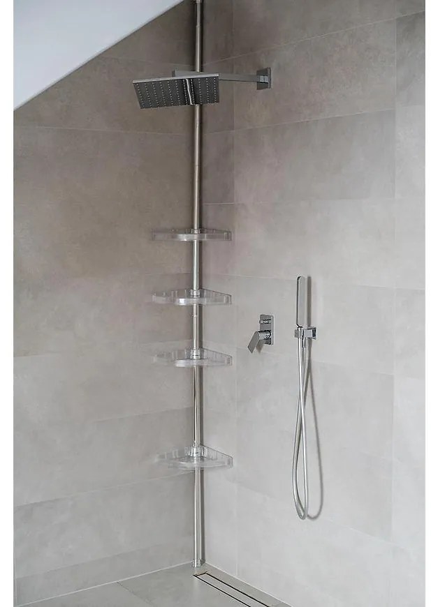 Rohová polička 290cm strieborná