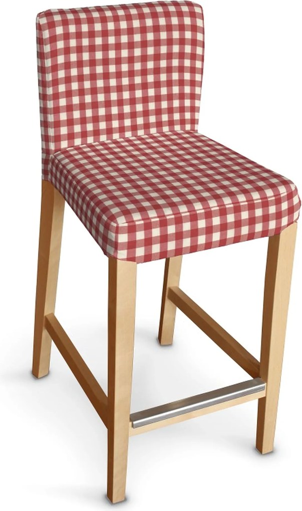 Návlek na barovú stoličku Henriksdal, krátky farba produktu červená látka vzorované