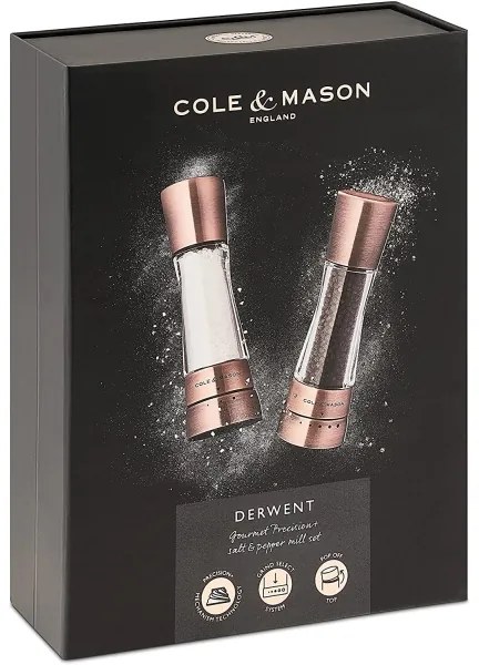 Cole&Mason - Sada mlynčekov na soľ a korenie DERWENT 2 ks 19 cm meď