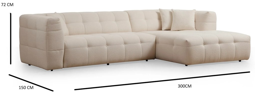 Štýlová rohová pohovka Chantelle 300 x 150 cm, pravá, béžová
