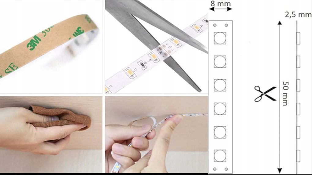 LED pásik 12V - 2835 - 9,6W - IP20 - NW - 1M