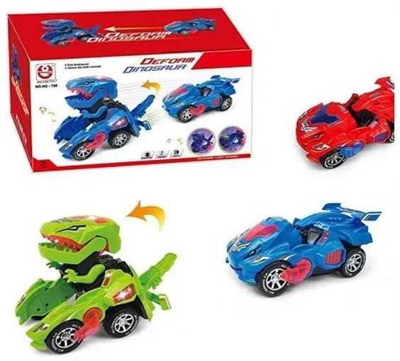 Zaparkorun Transformujúce sa dinosaurie auto s LED DYNOCAR - Modré