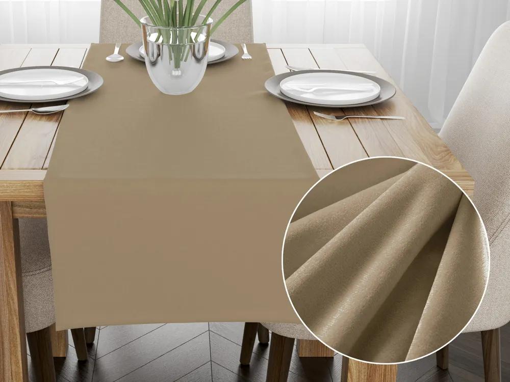 Biante Zamatový behúň na stôl Velvet Prémium SVP-026 Kávovo béžový 35x140 cm