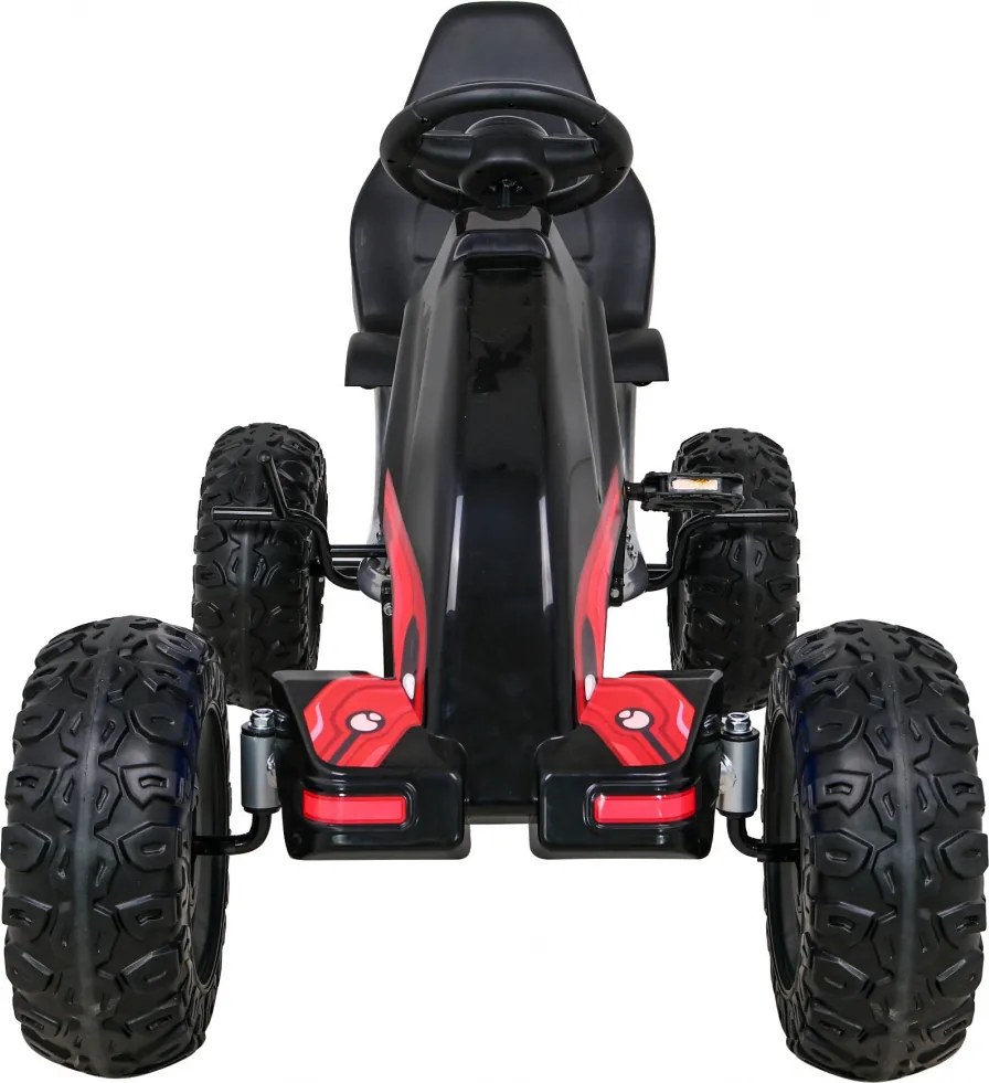 Ramiz Veľká silná detská motokára s pedálmi čierna + 100 kg záťaž + EVA kolesá + ručná brzda + športové sedadlo
