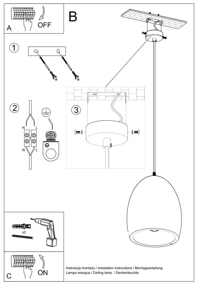 Biele závesné svietidlo s keramickým tienidlom ø 30 cm Fonsie – Sollux