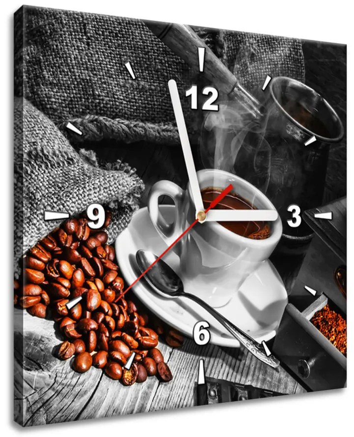 Gario Obraz s hodinami Káva arabica Rozmery: 100 x 40 cm