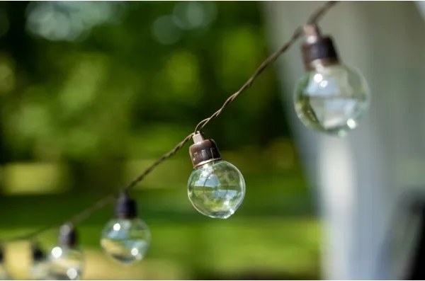 LED solárna dekoratívna svetelná reťaz 30× LED, 8 funkcií, 500 mAh, 10,6 m, IP67, teplá biela