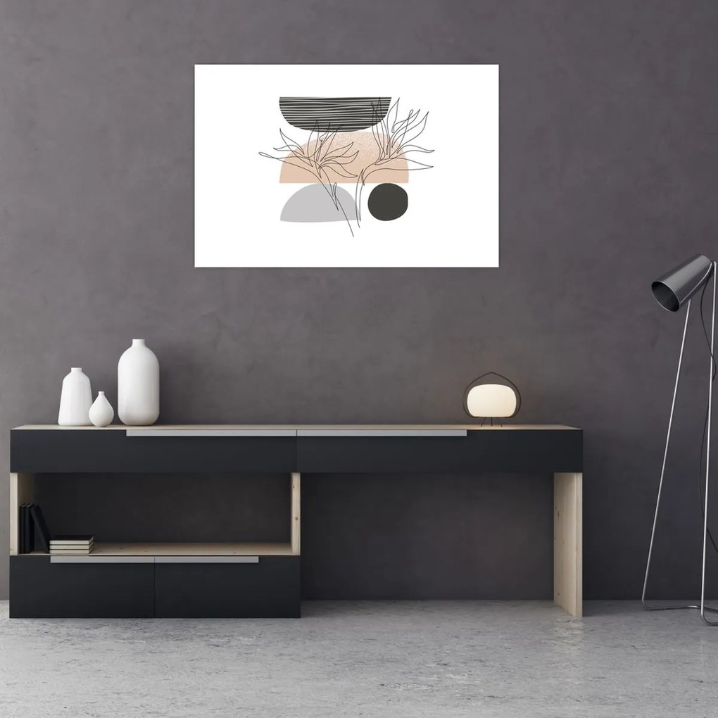 Obraz - Line art kvety N⁰2 (90x60 cm)