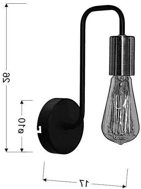 Candellux Čierne nástenné svíetidlo Herpe pre žiarovku E27 21-66855