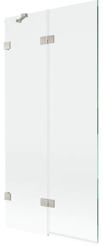 Mexen Lunar, 2-krídlová vaňová zástena ľavá 90 x 150 cm, číre sklo, brúsená oceľ, 897-090-100-97-00-L