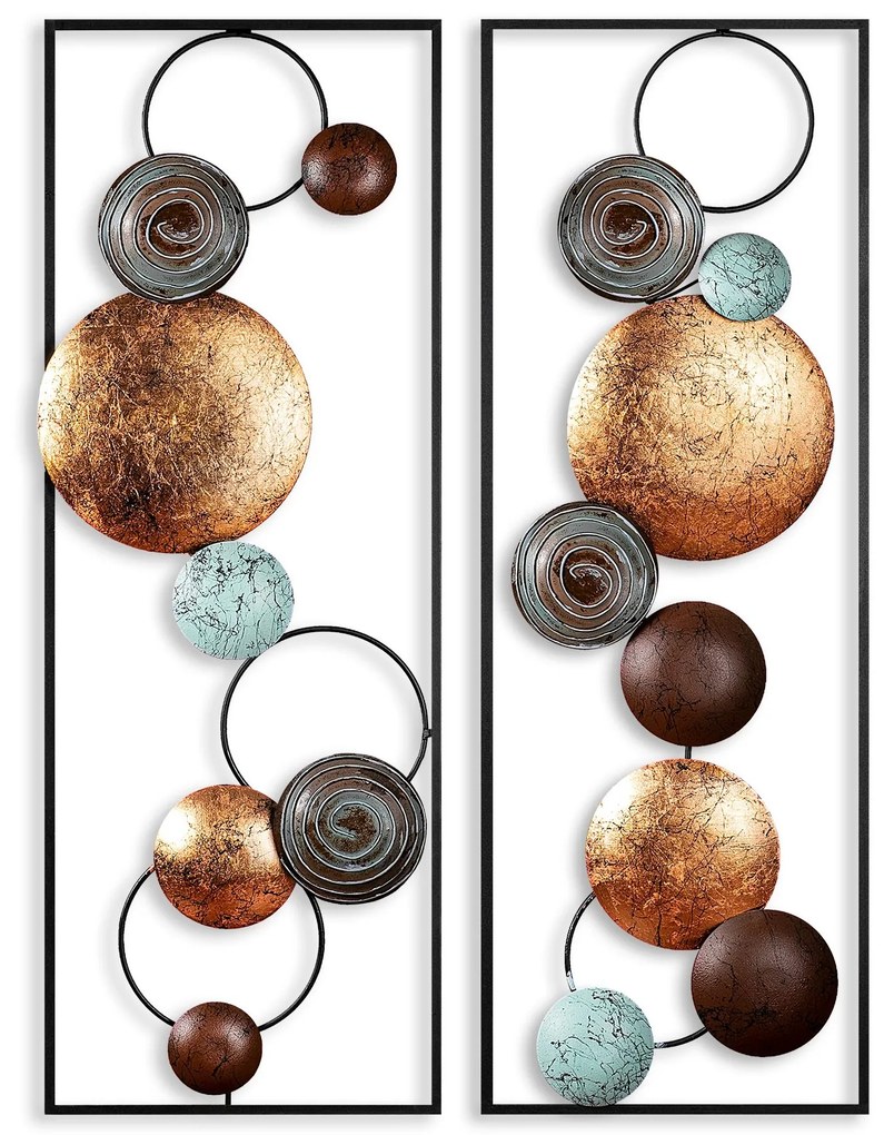 Súprava 2 ks nástenných kovových dekorácií Štruktúrovaných - 9 viacfarebných