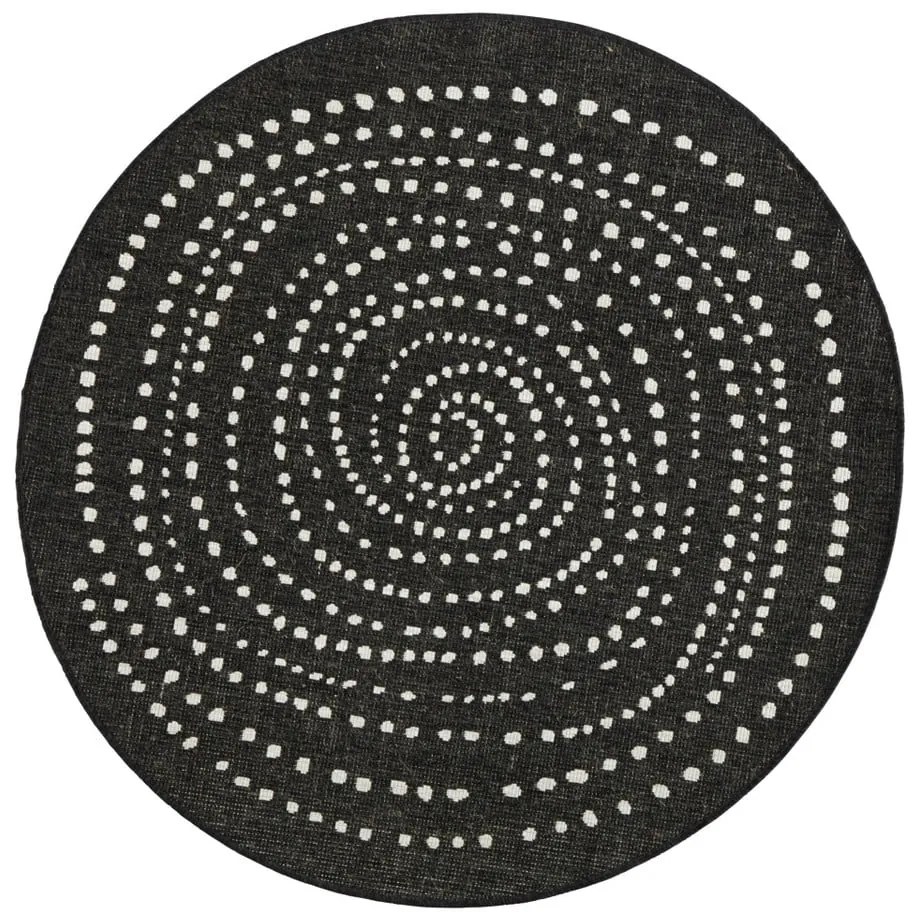 Čierny vonkajší koberec NORTHRUGS Bali, ø 140 cm