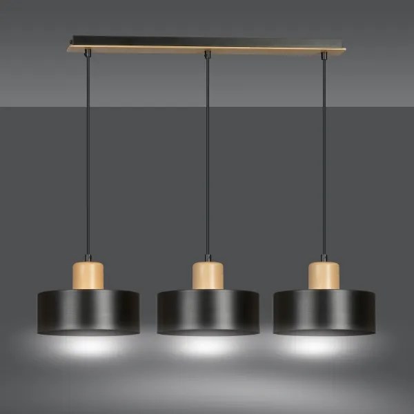 Luster na lanku TORIN 3xE27/15W/230V čierna