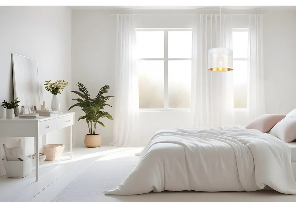 Závesné svietidlo Asti0, 1x biele PVC tienidlo, (fi 20cm), g, w