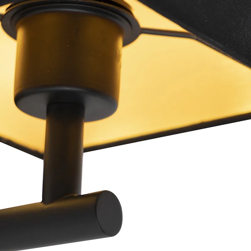 Nástenná lampa čierna s USB a štvorcovým čiernym tienidlom - Combi 1