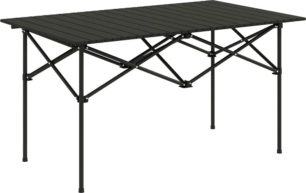 Skladací kempingový stôl Outsunny, kovový, 95x55x50 cm s roll-up vrchom a taškou na prenášanie, prenosný a ľahký piknikový stôl na kempovanie, turisti