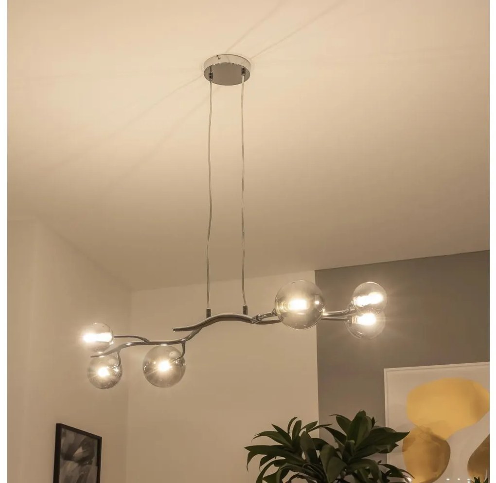 Brilagi - LED luster na lanku MISTEL 6xG9/3W/230V čierny chróm/dymová