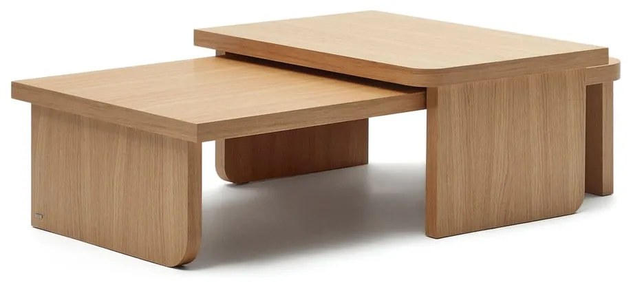 Konferenčné stolíky v dekore duba v prírodnej farbe v súprave 2 ks Oaq – Kave Home