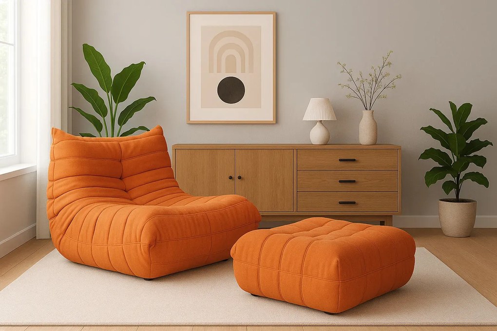 Taburet Nua 86 cm zamat oranžový