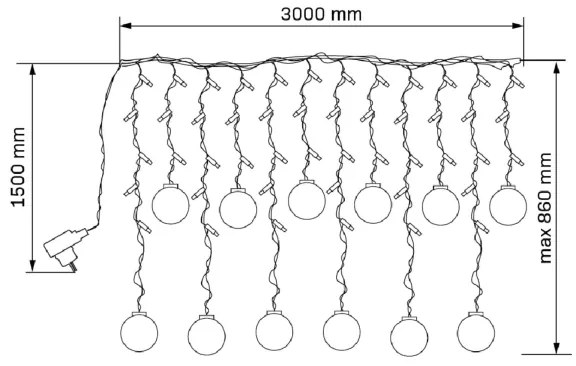 LED Vianočný záves WISH BALLS 108xLED/8 funkcií 4,5 m teplá biela