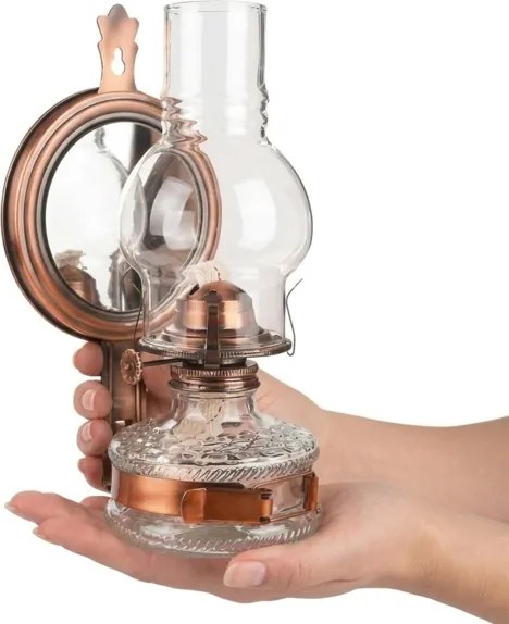 Brilagi - Petrolejová lampa so zrkadlom MERLIN medená/patina