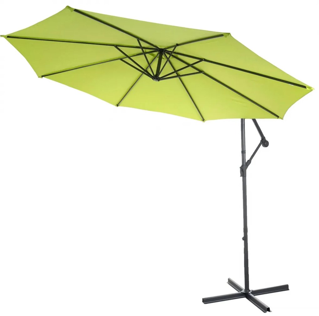 Slnečník Acerra Ø 3m so záťažou - polyester/oceľ - zeleno-citrónová